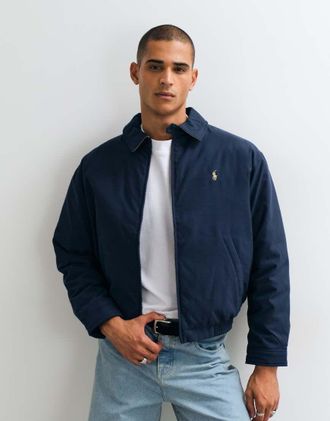 Polo Ralph Lauren giacca harrington trapuntata con logo icon in navy-blu navy