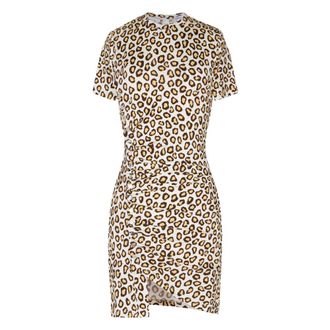 Paco Rabanne Luipaardprint Gedrapeerde Mini Jurk - Dames - Korte kleedjes - Beige - XS - Kleedjes