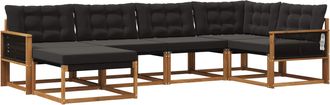 vidaXL Conjunto De Sof&aacute;s De Exterior 6 Uds. Natural Y Negro Vidaxl