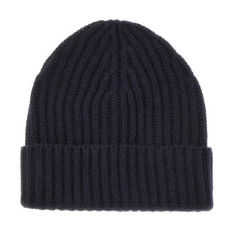 Malo Accessoires, Heren, Blauw, ONE Size, Kasjmier, Geribbelde Kasjmier Mut