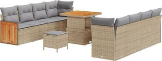 vidaXL Vidaxl - Garden Sofa Set 11 pcs Beige, Light grey 80 x 80 x 71 cm