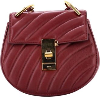 Chlo&eacute; Burgundy Quilted Leather Drew Bijou Crossbody Mini (Authentic Pre-Loved)