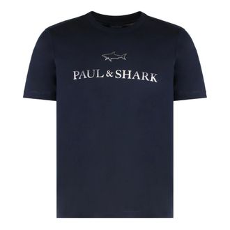 Paul & Shark T-Shirts, male, Blue, L, T-shirt in cotton jersey with logo print