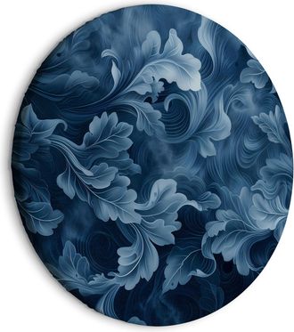 OEM Cuadro Redondo - Adornos Abstractos Hojas Victorianas Azul Oscuro / Adornos Abstractos Azul Oscuro Densos