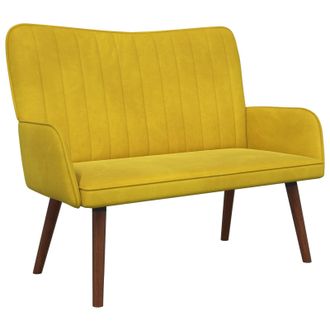 vidaXL Sof&aacute; De 2 Plazas Amarillo 115 X 61 X 87 Cm Terciopelo Vidaxl