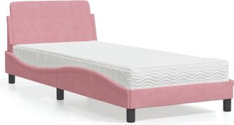 vidaXL Cama Con Colch&oacute;n Terciopelo Rosa 90x200 Cm Vidaxl