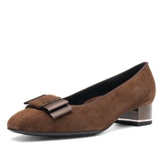 Ara Womens Garnet Bow Block Heel Pump In Brown