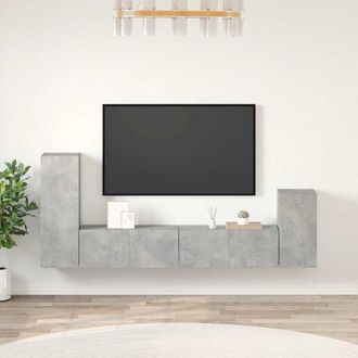 vidaXL Vidaxl - Set De Muebles De Tv 4 Pzas Madera Contrachapada Gris Hormig&oacute;n