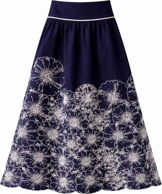 Farm Rio Richelieu Midi Rok - Dames - Maxi Rokken - Blauw - XL - Katoen - Rokken