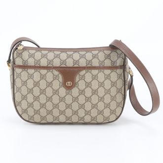 Gucci Brown Leather Coated Canvas Handbag Shoulder Bag Tote Bag (Pre-Owned)
