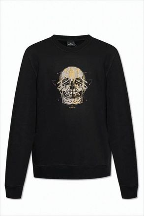 Paul Smith Graphic Skull Print Black Crewneck Sweatshirt