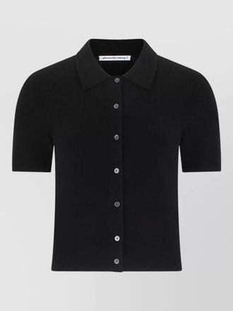 Alexander Wang short sleeve wool cardigan ribbed texture