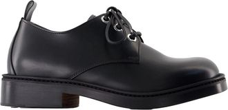 Alexander McQueen Zwarte Leren Veterschoenen - Dames - Veterschoenen - Zwart - 43 EU - Schoenen