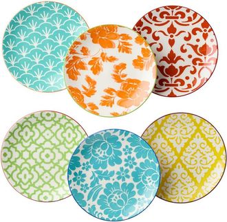 Certified International Pavillion Set Of 6 Canape Plates