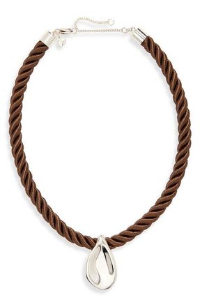 Madewell Droplet Pendant Cord Necklace in Warm Silver at Nordstrom