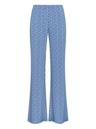Maliparmi geometric-print flared trousers - women - Viscose/Elastane - 46 - Blue