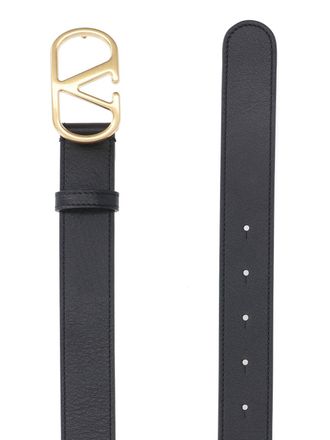 Valentino Garavani VLogo Signature Buckle Leather Belt - Black