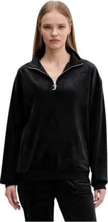Juicy Couture Oversized Quarter Zip Classic Velour Track Top - Dames - Sweatshirts - Zwart - XS - Polyester - Hoodies & sweatvesten