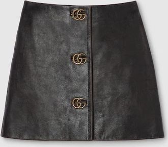 Gucci Leather With Aged Effect Mini Skirt, Black, Ready-to-wear