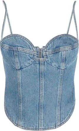Magda Butrym Double Stitched Denim Corset Top