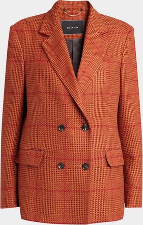 Kiton Check Double-Breasted Blazer Jacket