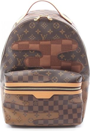 Louis Vuitton Brown Coated Canvas Leather Backpack (Pre-Owned)