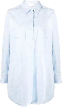 Chlo&eacute; Renaissance piqu&eacute;-weave shirt - women - Cotton - 40 - Blue