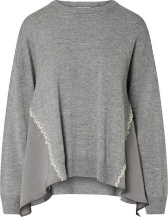 Liu Jo Ronde hals gebreide kleding - Dames - Truien - Grijs - Maat: S Zijde
