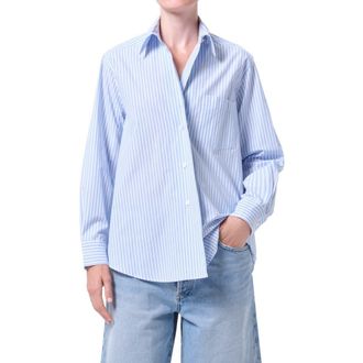 A Gold E Aris Stripe Button-Up Shirt in Banks Stripe Blue at Nordstrom, Size X-Large