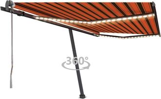 vidaXL Vidaxl - Toldo Autom&aacute;tico Led Sensor De Viento Naranja Marr&oacute;n 400x300 Cm