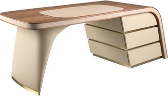Angel Cerd&aacute; Escritorio moderno de nogal con tapizado en polipiel