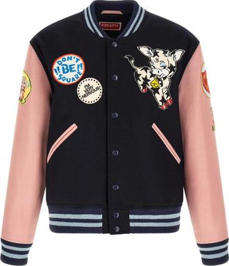 Kenzo Badges Embroidered Varsity Jacket - Heren - Bomber jackets - Veelkleurig - S - Wol - Jassen
