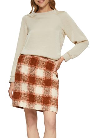 s.Oliver Langarmbluse S.OLIVER, Damen, Gr. 44, beige, Satin, Obermaterial: 100% Polyester, unifarben, regular fit taillenbedeckt, Rundhals, Rippb&uuml;ndchen, Bluse