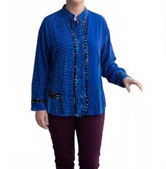 Iguana Batik Boxy Jacket Top In Royal Blue