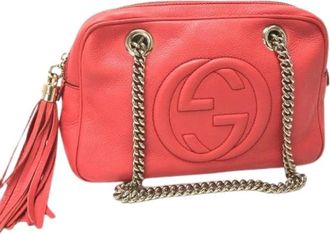 Gucci Pre-owned Cross Body Bags, female, Pink, Size: ONE SIZE Pre-owned Vintage Leather Cross Body Bag