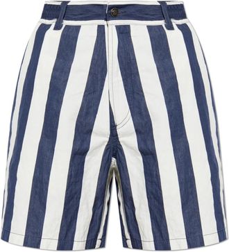 Versace Striped Cotton Denim Shorts - Heren - Denim shorts - Blauw - W33 - Denim - Korte Broeken