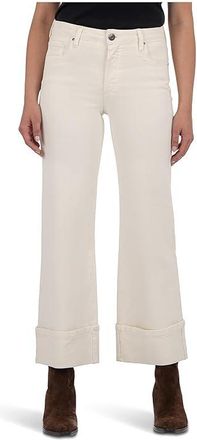 Kut from the Kloth Petite Meg High Rise Fab Ab Wide Legs Roll Up Regular Hem Womens Jeans Candle : 10P 28.5, Cotton/Denim/Spandex
