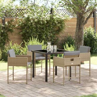vidaXL Conjunto De Comedor De Jard&iacute;n 5 Pcs Beige Rat&aacute;n Sint&eacute;tico Vidaxl