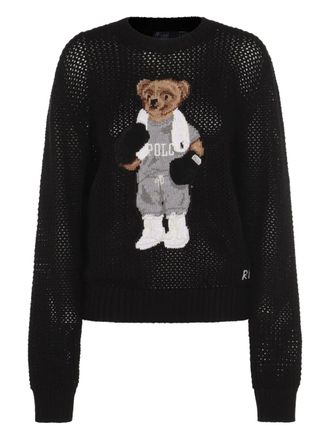 Polo Ralph Lauren Polo Bear knitted sweater - women - Cotton - M - Black