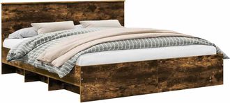 vidaXL Estructura De Cama Con Cabecera Roble Ahumado 180 X 200 Cm Vidaxl