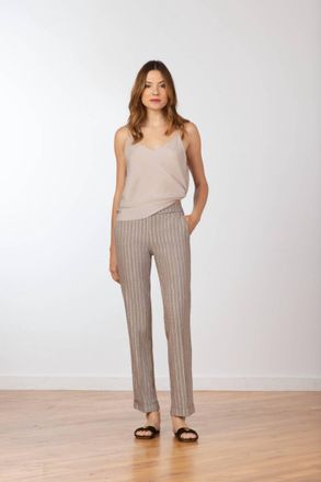 Avenue Montaigne Odeon Linen Solar Pant In Mushroom