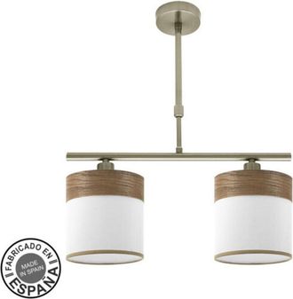Fabrilamp Lampara Cloe 2xe14 Cuero/blanca-madera Oscura Regx43x14 Cm - Fabrilamp
