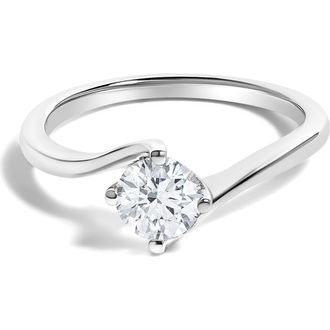 House of Brilliance 14K White Gold 4/5 Cttw Round Lab Grown Diamond Bypass Solitaire Engagement Ring at Nordstrom, Size 10