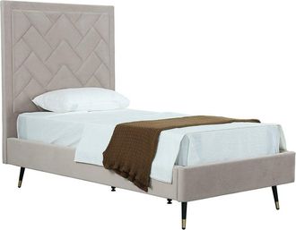 Manhattan Comfort Crosby Modern Upholstered Velvet Bedframe & Headboard