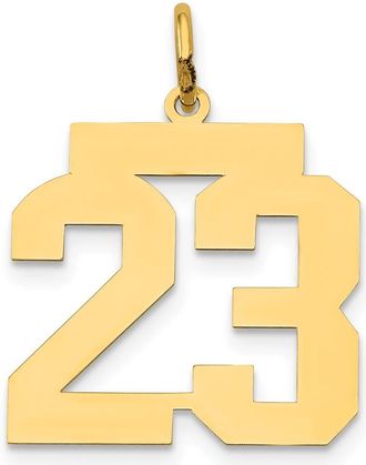 Diamond2Deal 14k Yellow Gold Medium Polished Number 23 Charm Pendant