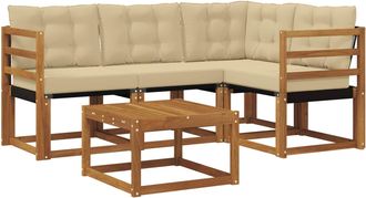 vidaXL Conjunto De Sof&aacute;s De Exterior 5 Uds. Natural Y Beige Vidaxl