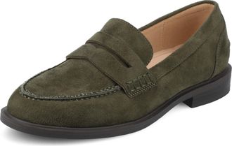 Journee Collection Journee Womens Brooks Wide-Width Penny Loafer, Olive, 4.5 UK