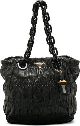 Prada Shopper met ruches en ketting - Zwart