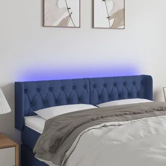 vidaXL Testiera A Led Blu 147x16x78/88 Cm In Tessuto - Vidaxl
