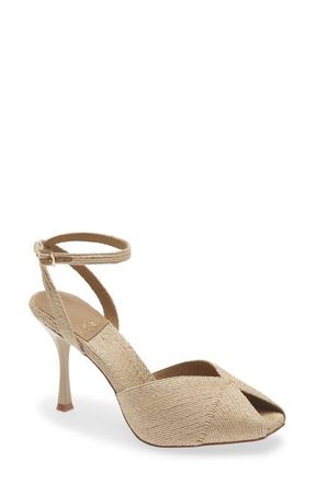 Jeffrey Campbell Behoove Ankle Strap Peep Toe Pump in Natural Jute at Nordstrom, Size 6.5